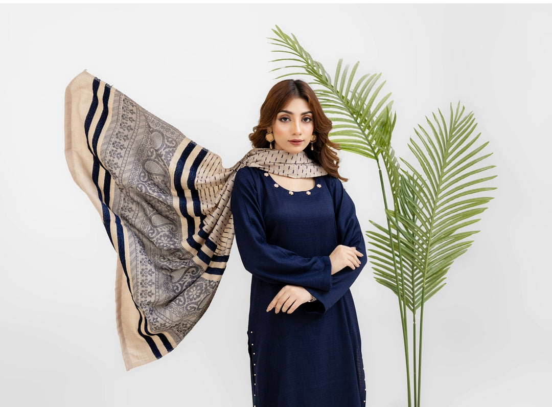 3 Pc Ready To Wear Suit - Kashmiri Wool Shawl (Winter Collection)