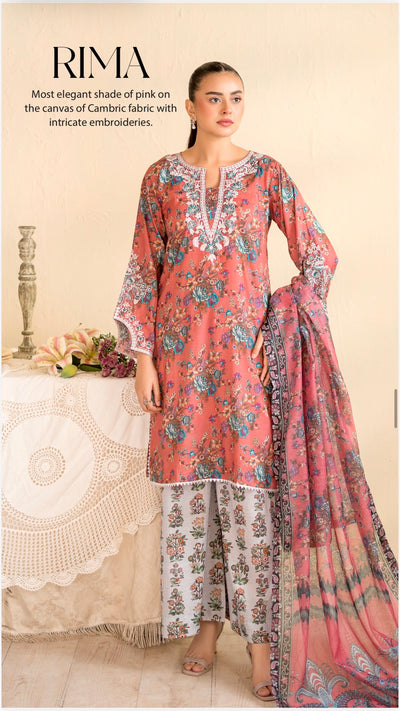 RA129 -Siyyara Premium Embroidered Cambric Cotton Suit- 2026-
