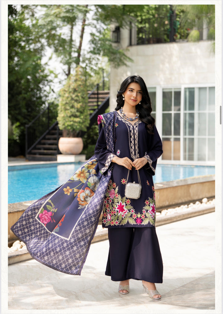 3 Pc Ready To Wear -Fully Embroidered Linen Suit -Raniya.H -RA-114-