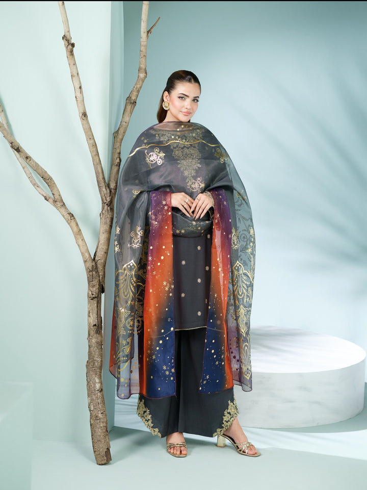 3 Pc Ready To Wear Embroidered Jet Air Soft Khaddar  Suit -HE21-