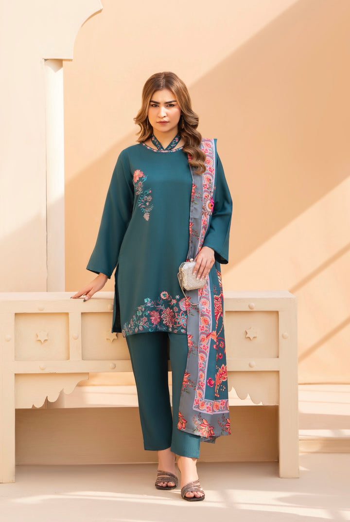 3 Pc Ready To Wear Dhanak  Suit With Winter Shawl - Raniya.H -RA-16-