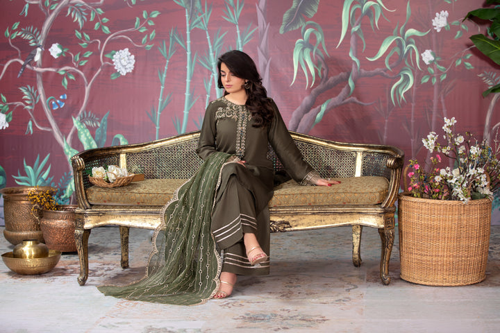Branded 3 Pc Ready To Wear Suit -Dhanak - Winter Collection)