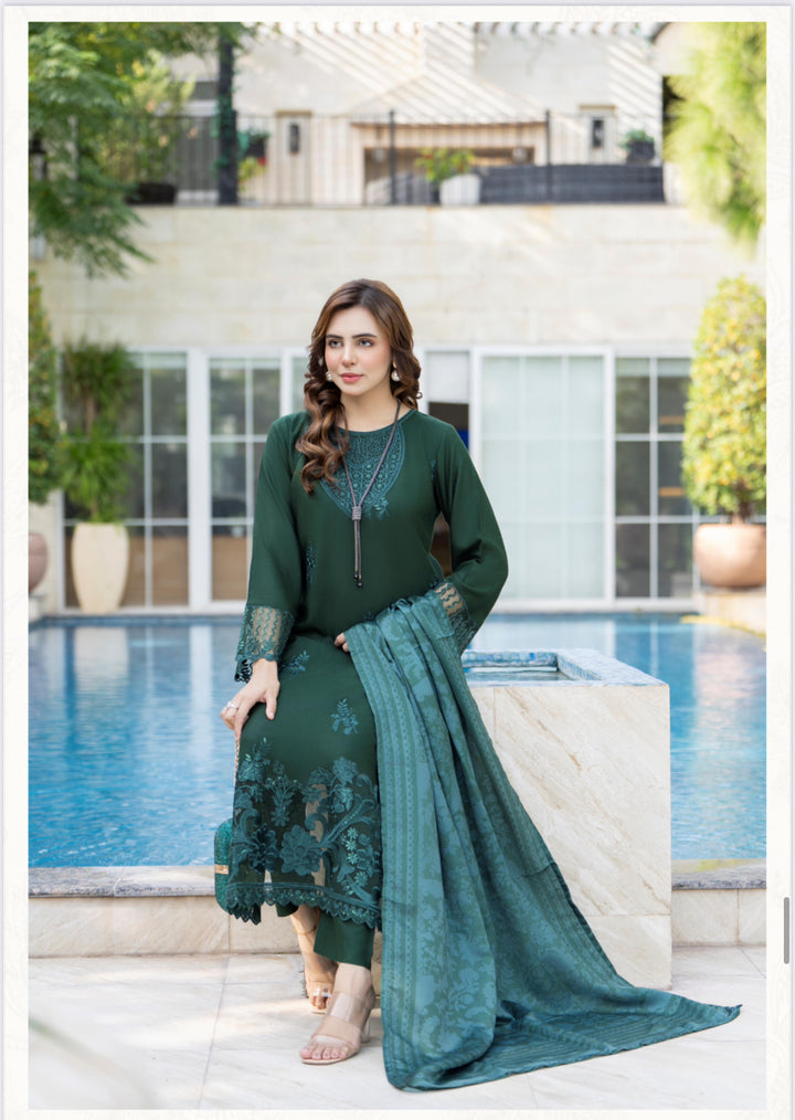 3 Pc Ready To Wear -Fully Embroidered Linen Suit -Raniya.H -RA-117-