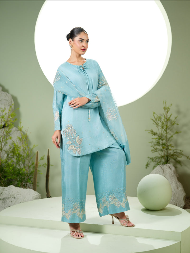 New Branded 3 PC Ready To Wear  Viscose  Embroidered Suit- HE11-
