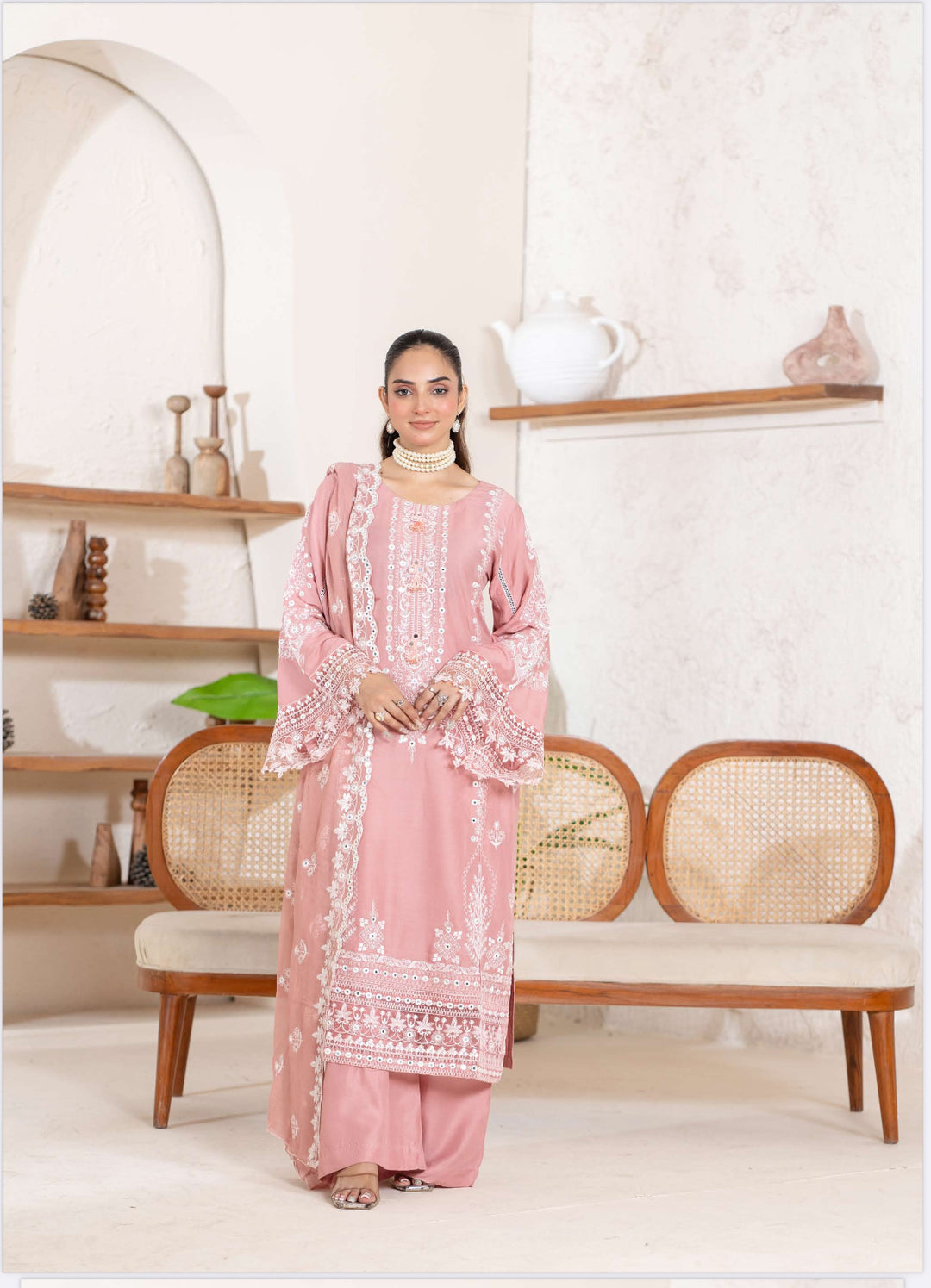 New 3 Piece Ready To Wear -Embroidered  Linen Suit-- RR102-