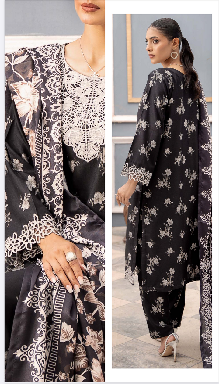 Branded 3 Pc Ready To Wear Suit - Wool Shawl (Winter Collection)
