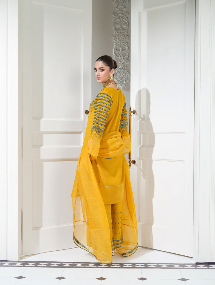3 Pc Ready To Wear Embroidered  Dhanak Suit -HE65-