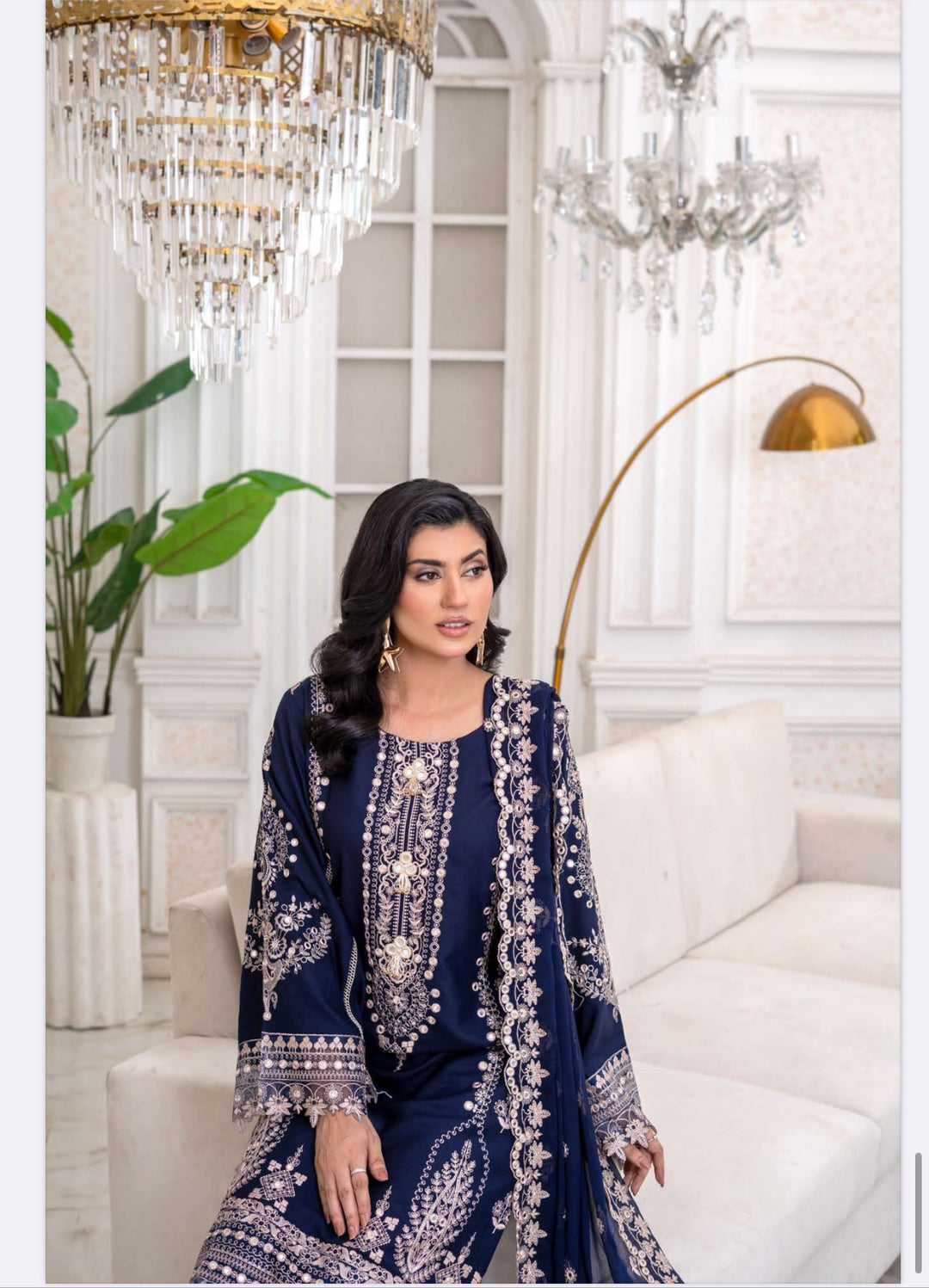 3 Piece Ready To Wear -Embroidered Dhanak Suit-- RR13-