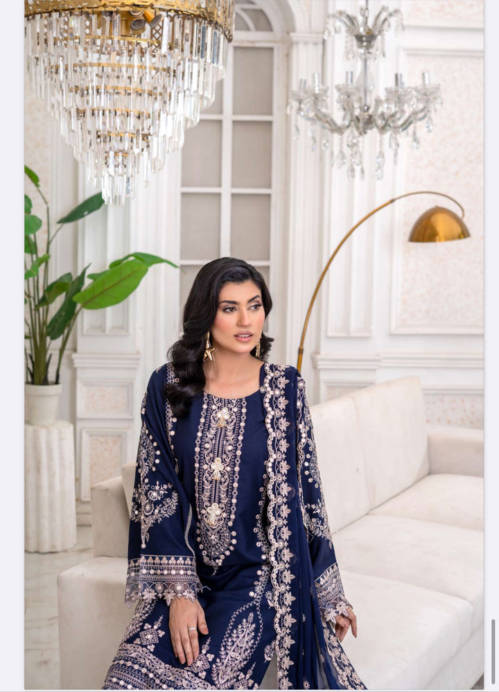 3 Piece Ready To Wear -Embroidered Dhanak Suit-- RR13-