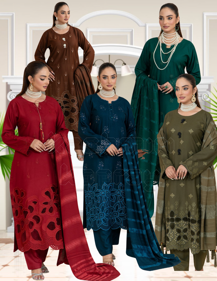 3 Piece Ready To Wear Dhanak Embroidered Suits -TT-150-