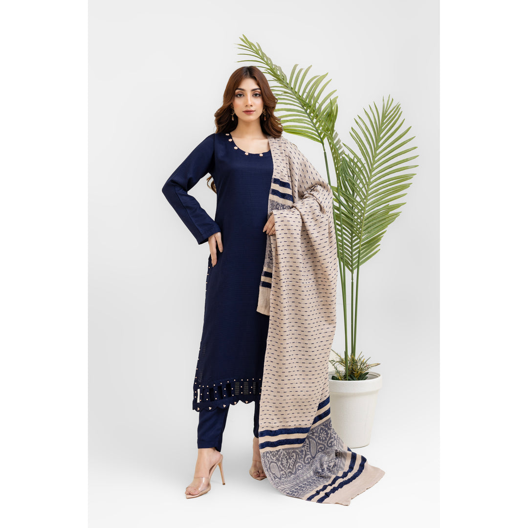 3 Pc Ready To Wear Suit - Kashmiri Wool Shawl (Winter Collection)