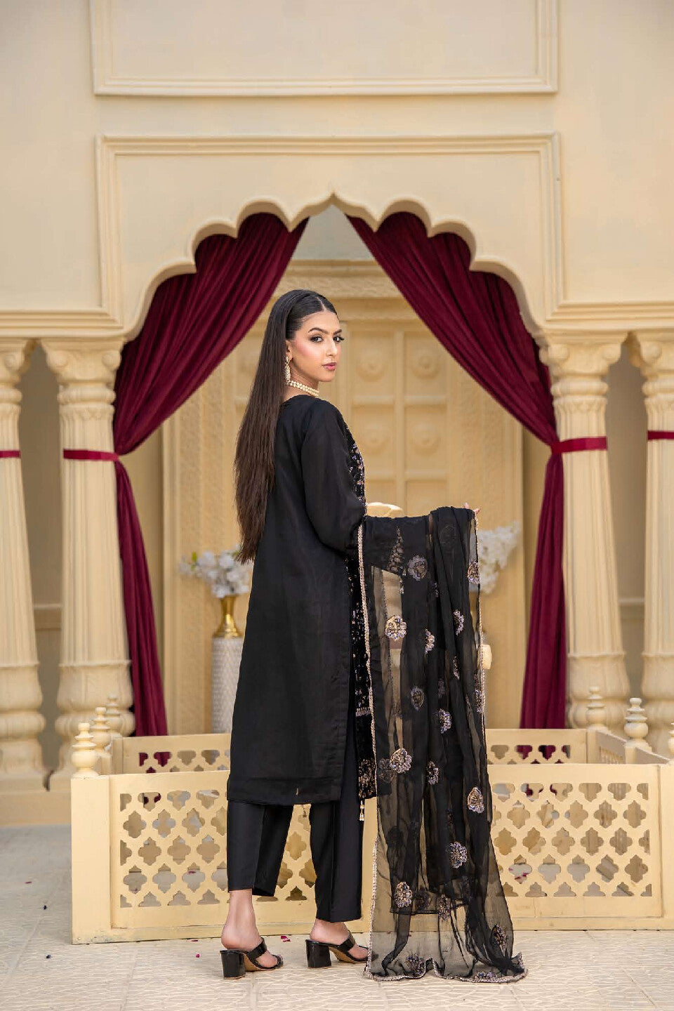 3 Piece Ready To Wear Fully Embroidered Chiffon Suit -- TT-73-