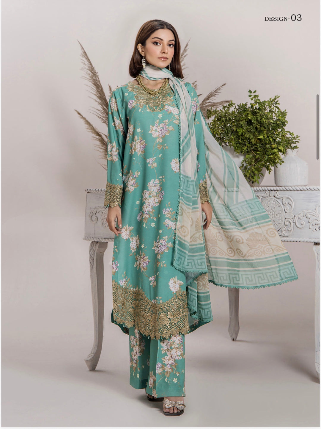 TT10 Ready To Wear Premium Satin Lawn Embroidered Suits TT10