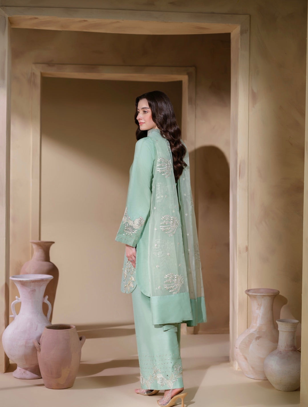 New Branded 3 PC Ready To Wear  Viscose  Embroidered Suit- HE22-