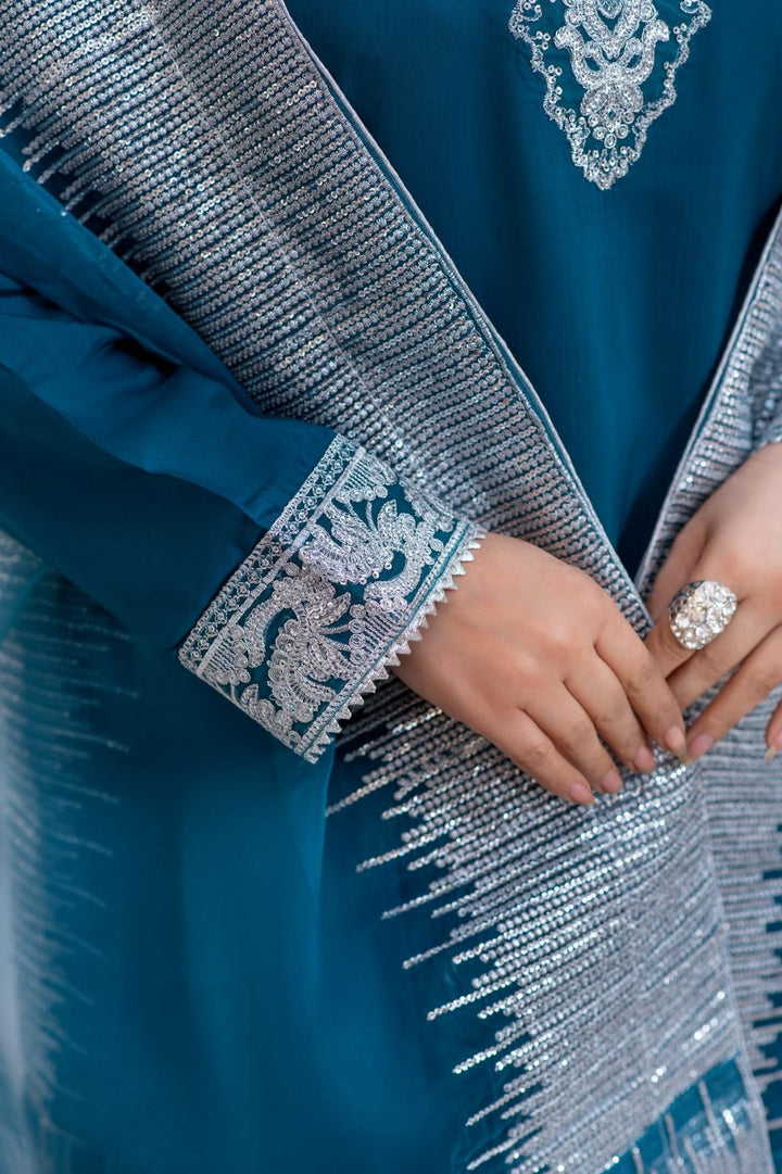 New Festive Teal Blue Luxury Suit- New 2026 Collection - RA174