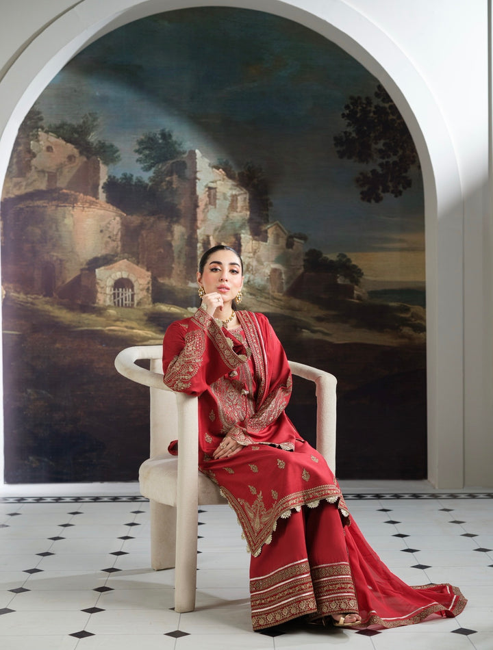 New Branded 3 PC Ready To Wear  Luxury Eid 2026  Collection Embroidered Suit- HE100