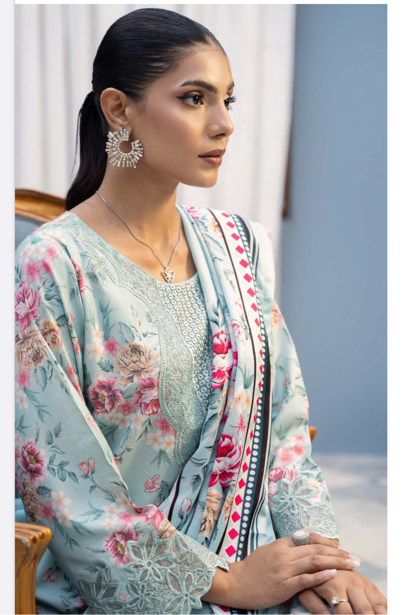 Branded 3 Pc Ready To Wear Suit - Wool Shawl (Winter Collection)