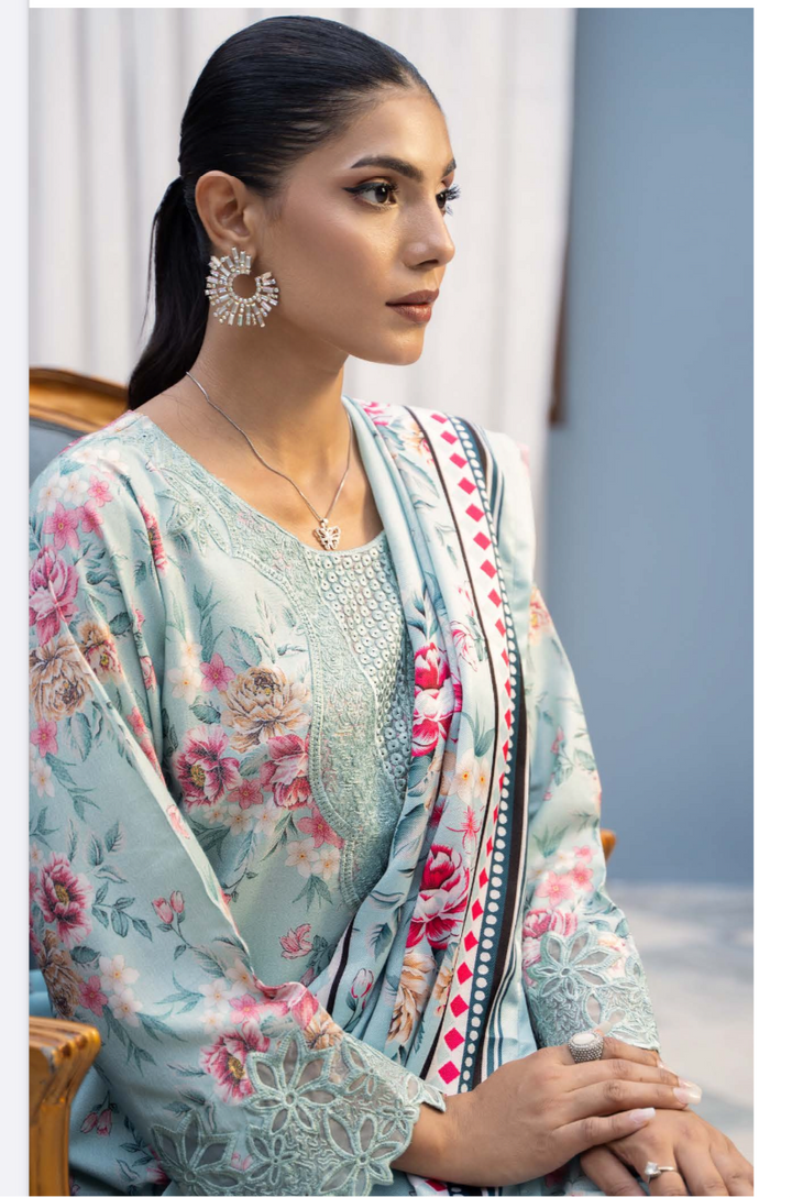 Branded 3 Pc Ready To Wear Suit - Wool Shawl (Winter Collection)