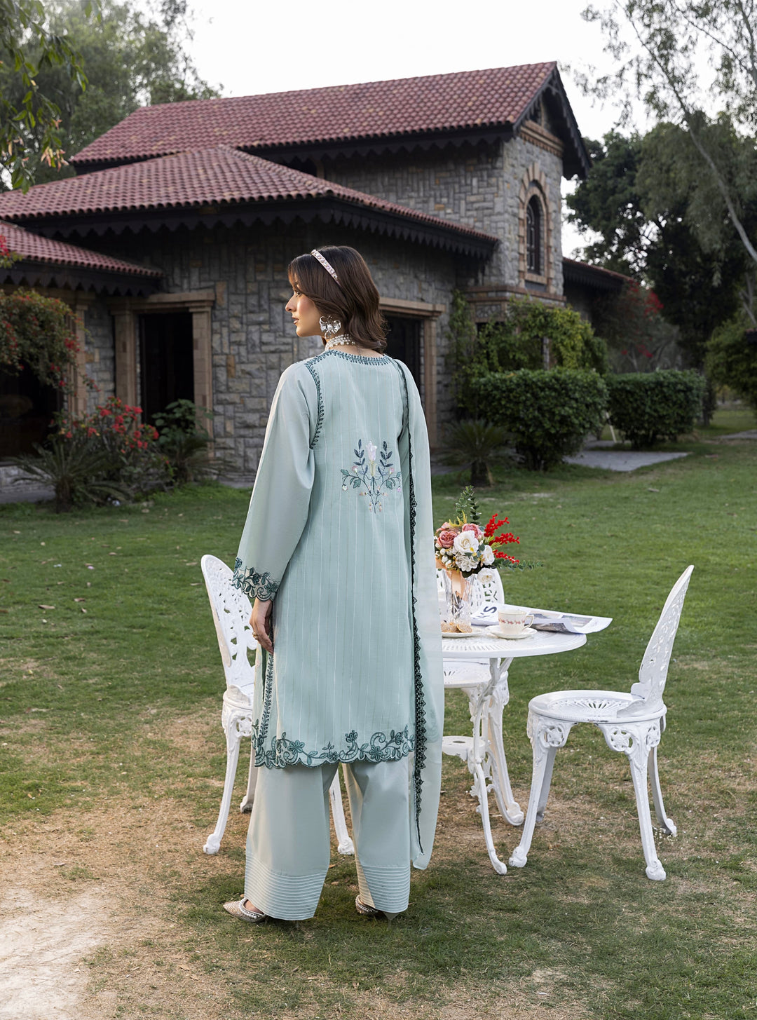 3 Piece Ready To Wear - Embroidered Farshi Shalwar- New  2025 Collection - HE135-