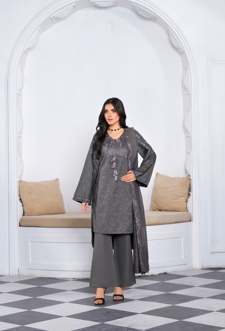 New Branded 3 PC Ready To Wear  Viscose  Embroidered Suit- HE23-