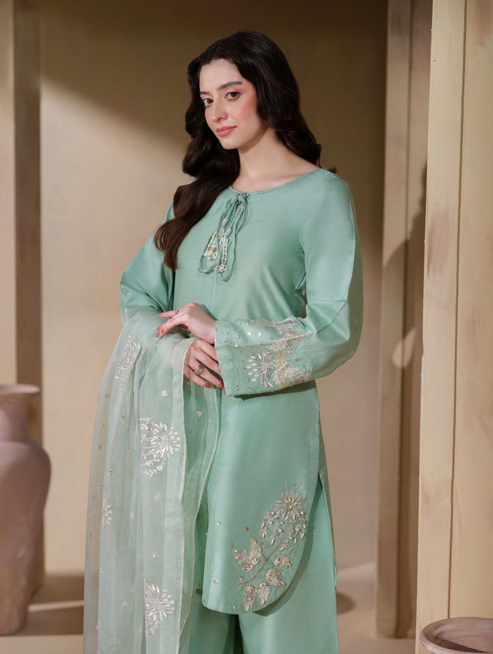 New Branded 3 PC Ready To Wear  Viscose  Embroidered Suit- HE22-