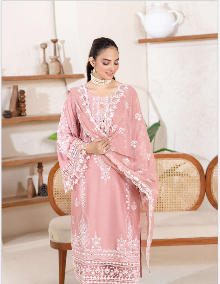 New 3 Piece Ready To Wear -Embroidered  Linen Suit-- RR102-