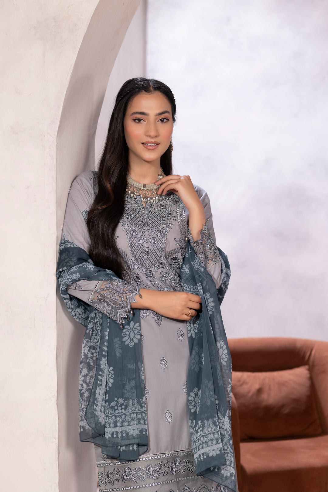 3 Piece Ready To Wear - Embroidered Suit - MA103-