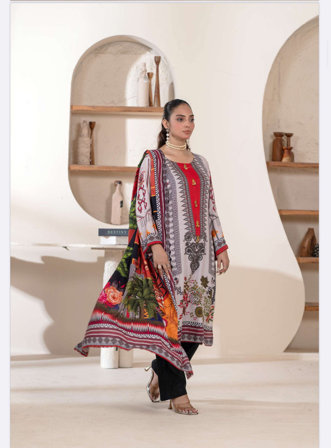 New 3 Piece Ready To Wear - Broque Linen Suit-- TT-106-