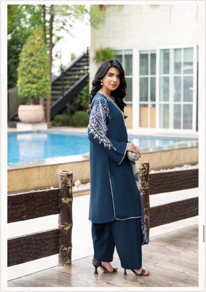 3 Pc Ready To Wear -Fully Embroidered Linen Suit -Raniya.H -RA-116-
