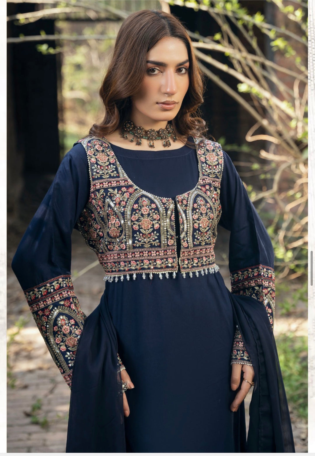 Threads Embroidered Ready To Wear Suit - Shrug Style - Festive Wear 2026 - TT411