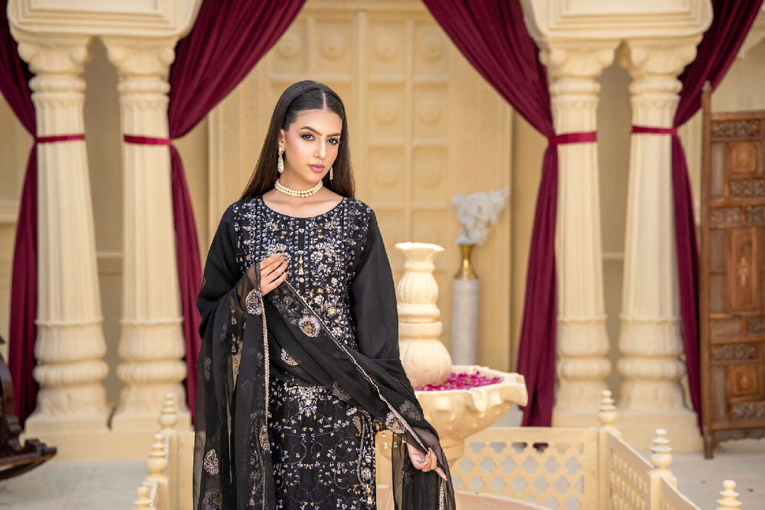 3 Piece Ready To Wear Fully Embroidered Chiffon Suit -- TT-73-