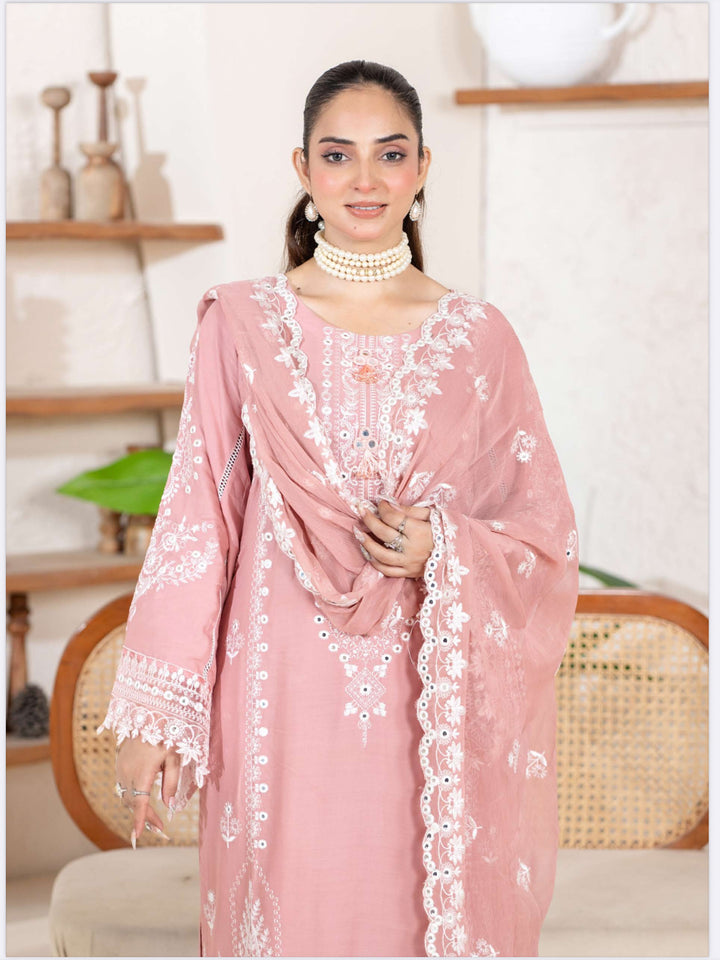 New 3 Piece Ready To Wear -Embroidered  Linen Suit-- RR102-