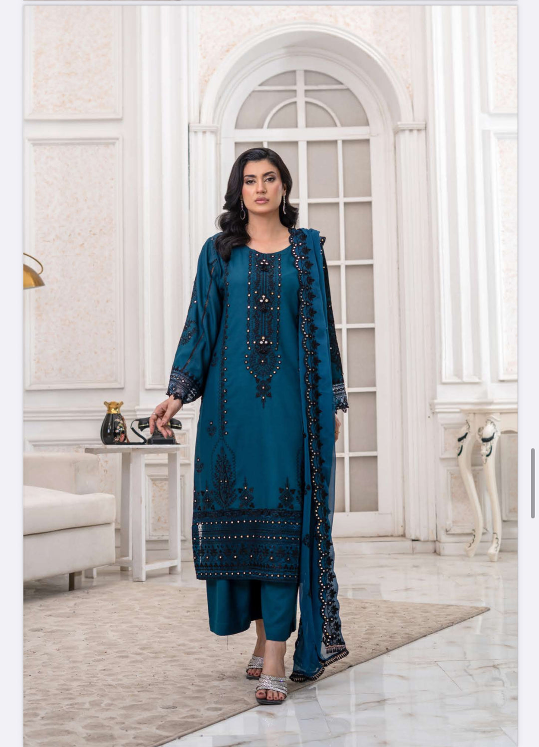 3 Piece Ready To Wear -Embroidered Dhanak Suit-- RR12-