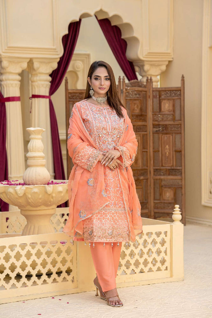 3 Piece Ready To Wear Fully Embroidered Chiffon Suit -- TT-70