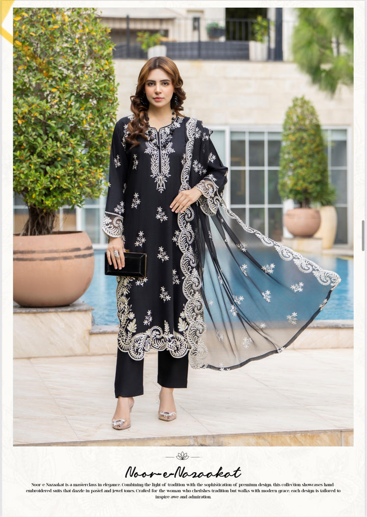 3 Pc Ready To Wear -Fully Embroidered Linen Suit -Raniya.H -RA-115-