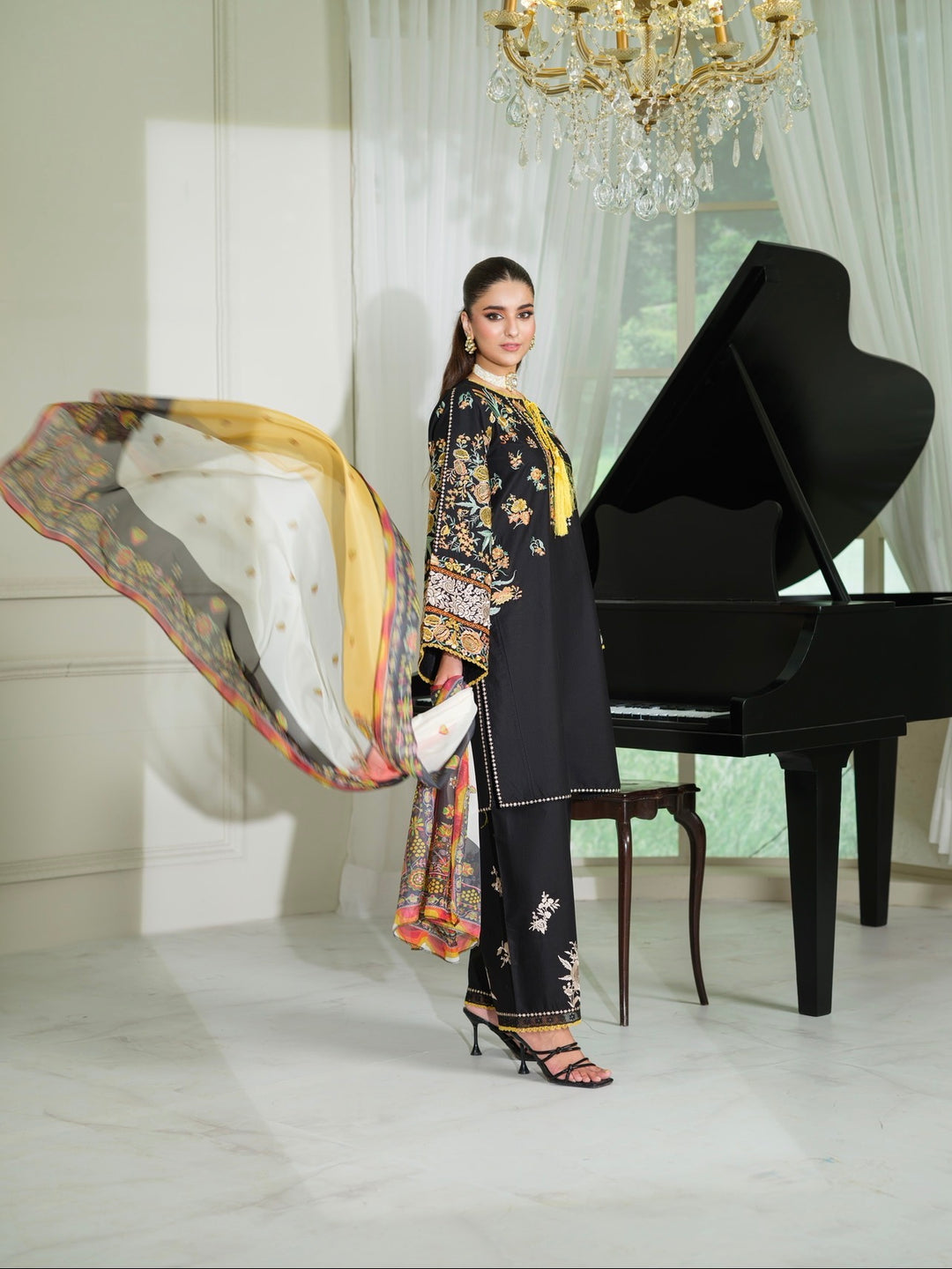 New Branded 3 PC Ready To Wear  Viscose  Embroidered Suit- HE21-