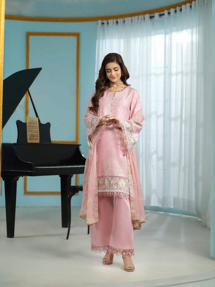 New Branded 3 PC Ready To Wear  Luxury Eid 2026  Collection Embroidered Suit- HE102