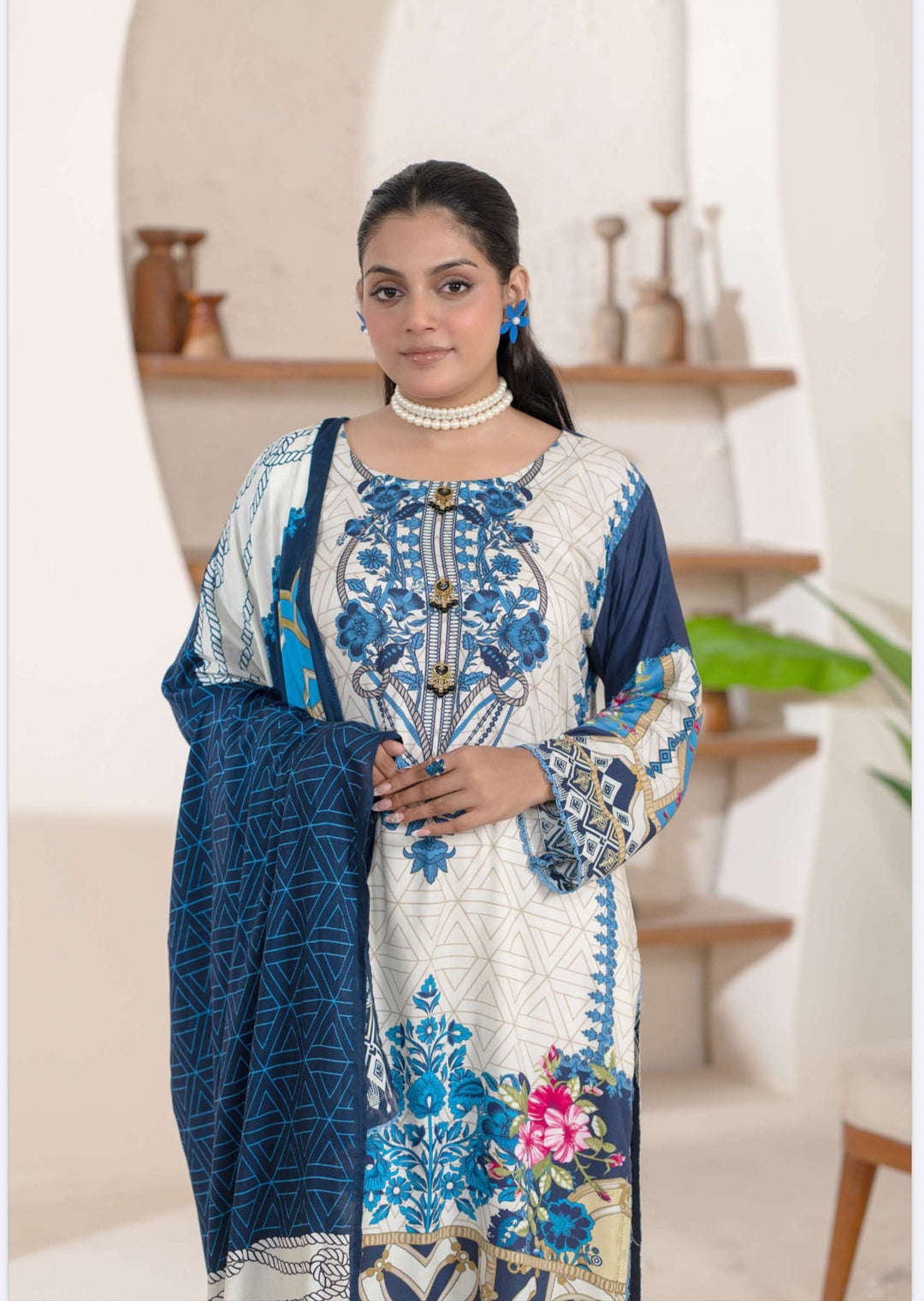 New 3 Piece Ready To Wear - Broque Linen Suit-- TT-107-