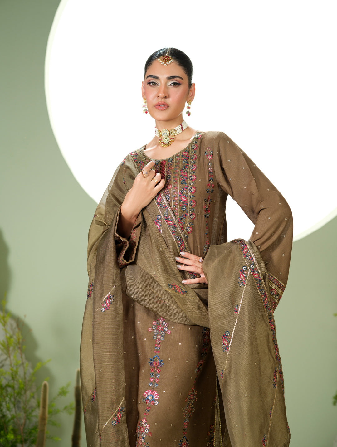 3 Pc Ready To Wear Embroidered  Khaddar Suit -HE61-