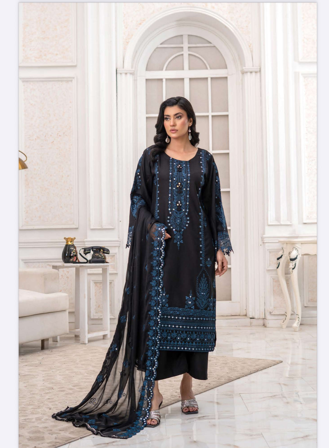 3 Piece Ready To Wear -Embroidered Dhanak Suit-- RR11-