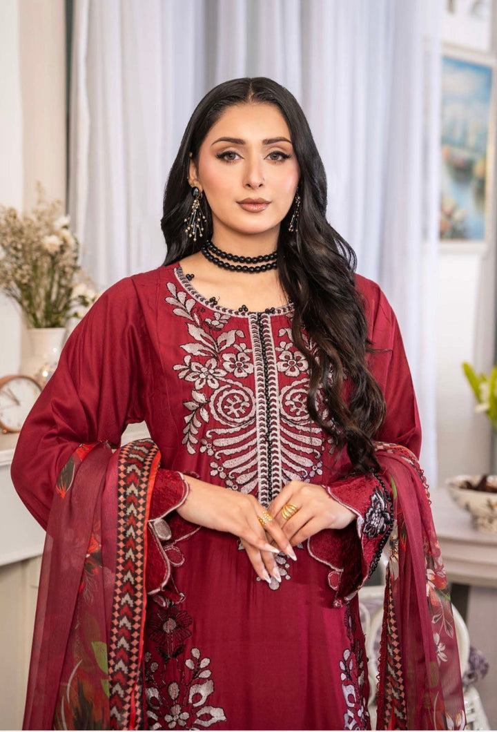 New 3 Pc Ready To Wear Luxury  Embroidered Suit- Maria B Inspired Eid Collection 2026 -- TT33