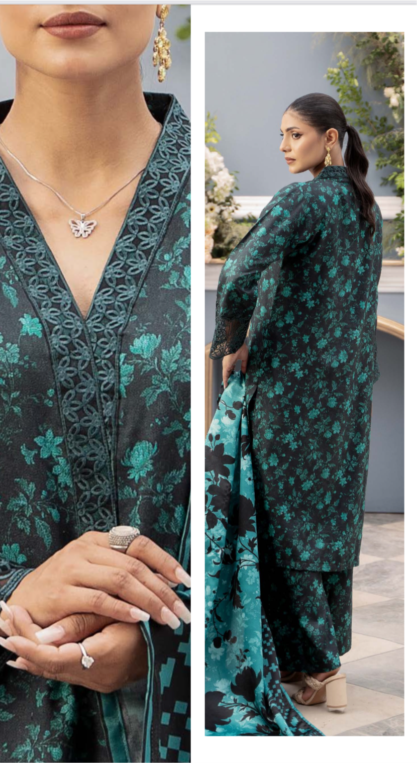 Branded 3 Pc Ready To Wear Suit - Wool Shawl (Winter Collection)