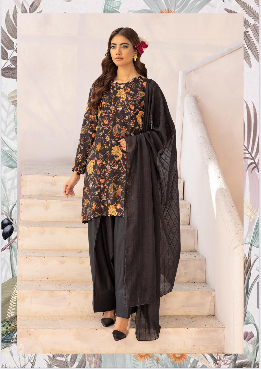 3 Piece Ready To Wear Fully Printed Lilen Suit s-Simrans- SI100-
