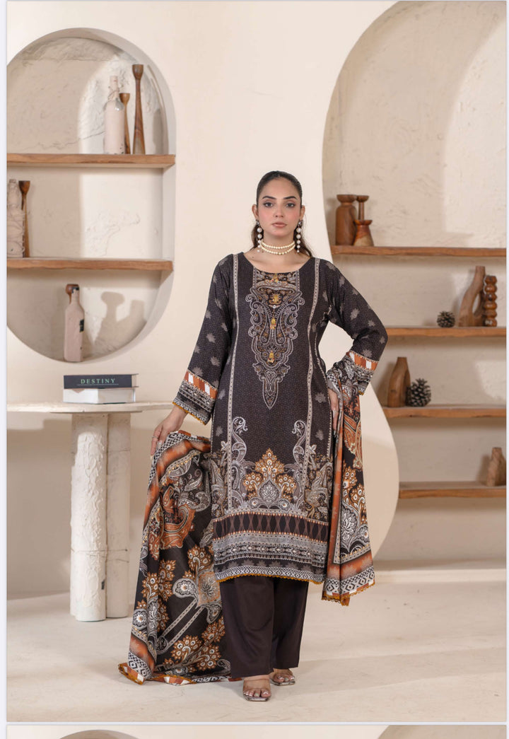 New 3 Piece Ready To Wear -Embroidered  Linen Suit-- RR101-