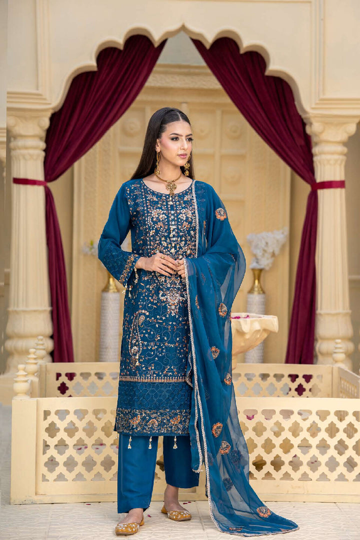 3 Piece Ready To Wear Fully Embroidered Chiffon Suit -- TT-72-
