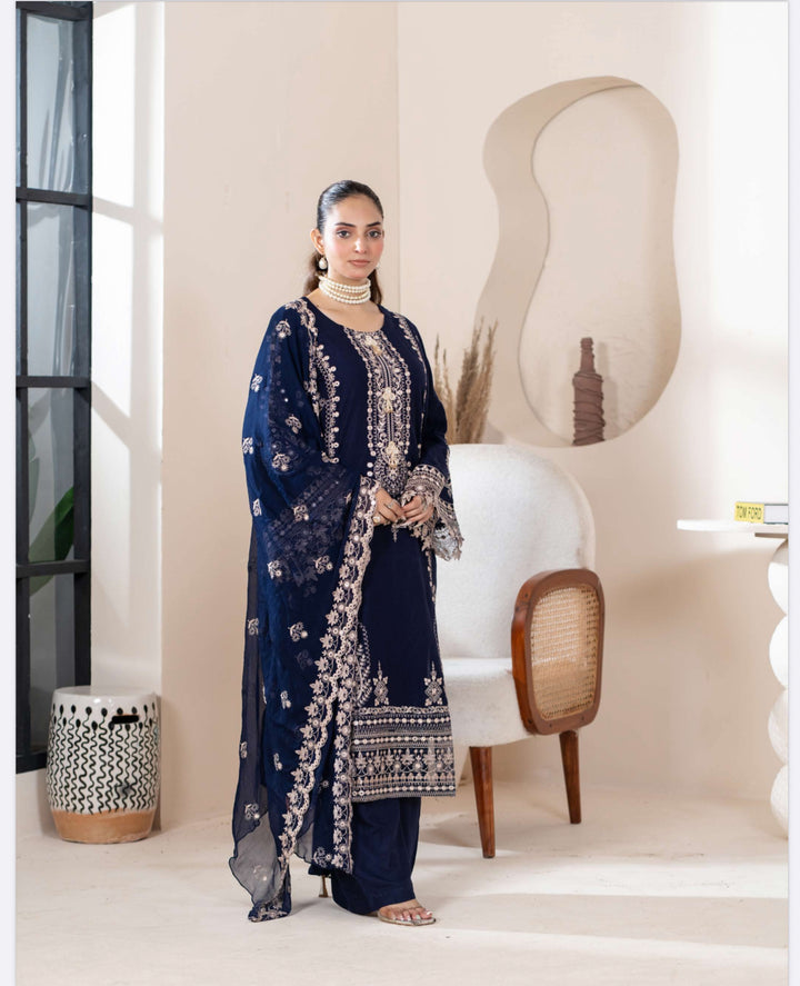 New 3 Piece Ready To Wear -Embroidered  Linen Suit-- RR104-