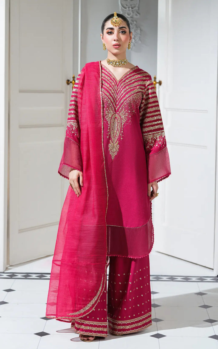 3 Pc Ready To Wear Embroidered Suit - Emerald Dream- HE01-