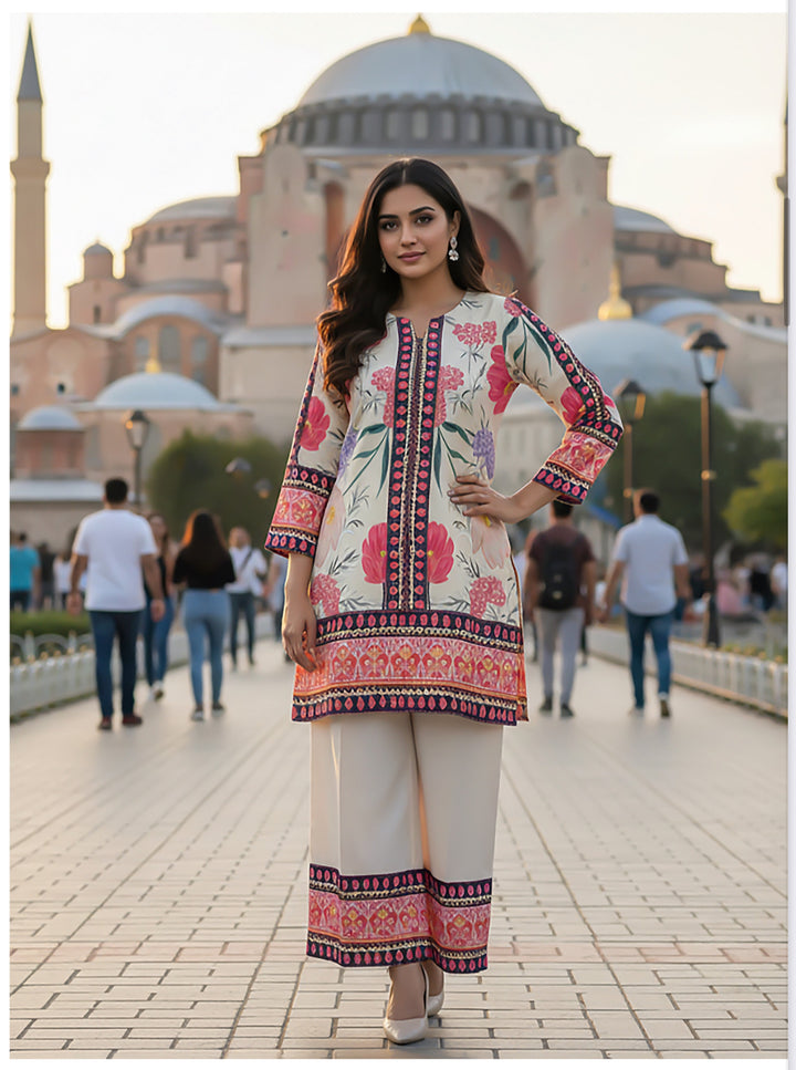 2 Pc Ready To Wear Co-Ords Set  Intermix Silk - TB-13-