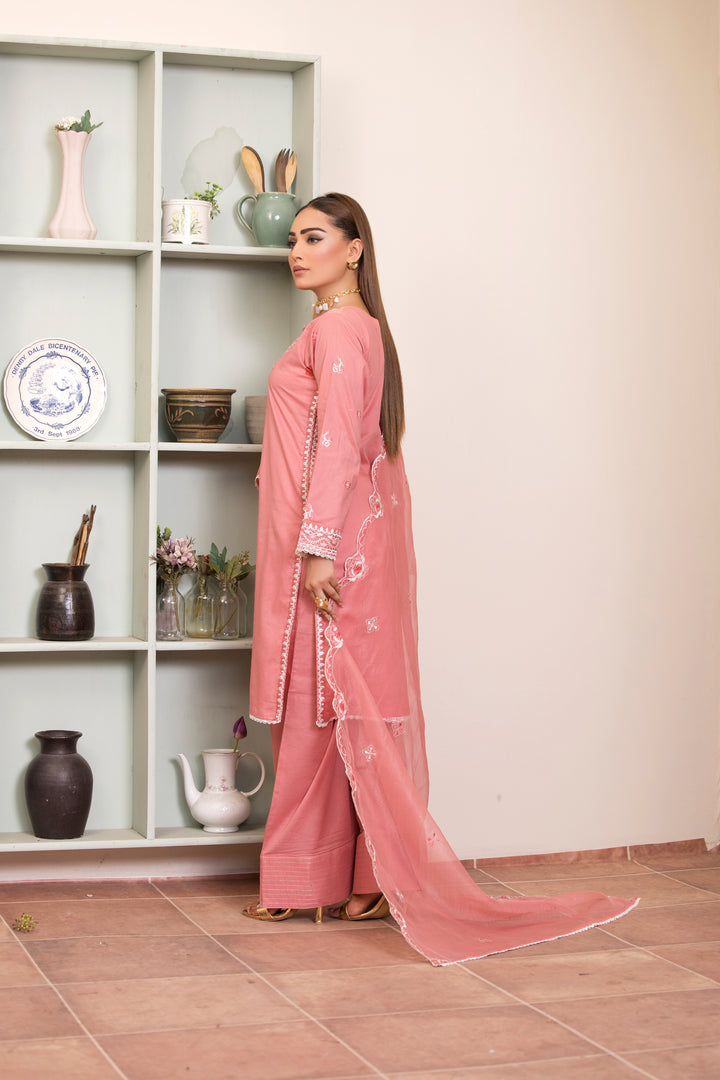 3 Piece Ready To Wear - Embroidered Farshi Shalwar Suit - - MA102-