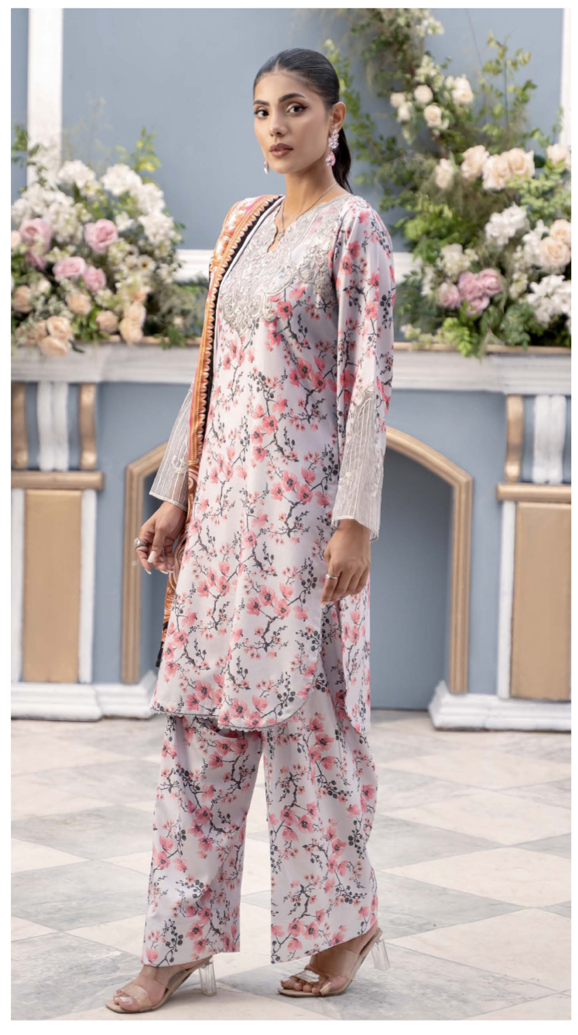 Branded 3 Pc Ready To Wear Suit - Wool Shawl (Winter Collection)